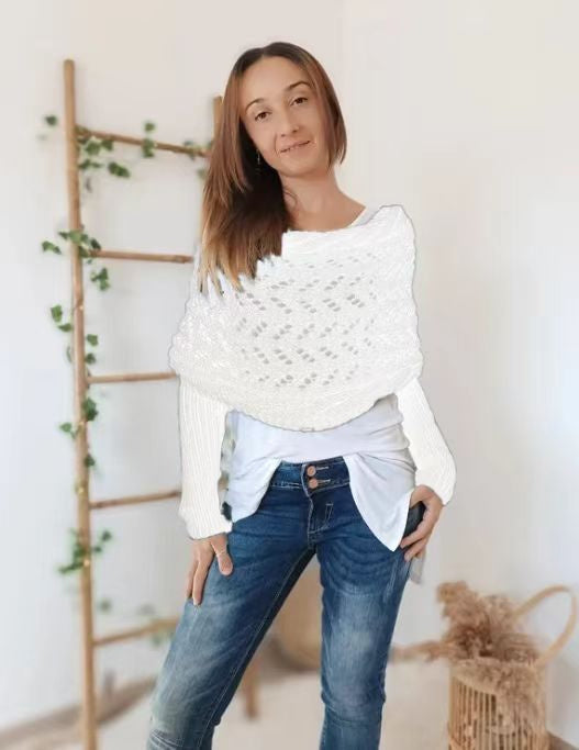 Women's Hollowed-out Double Sleeve Shawl Collar