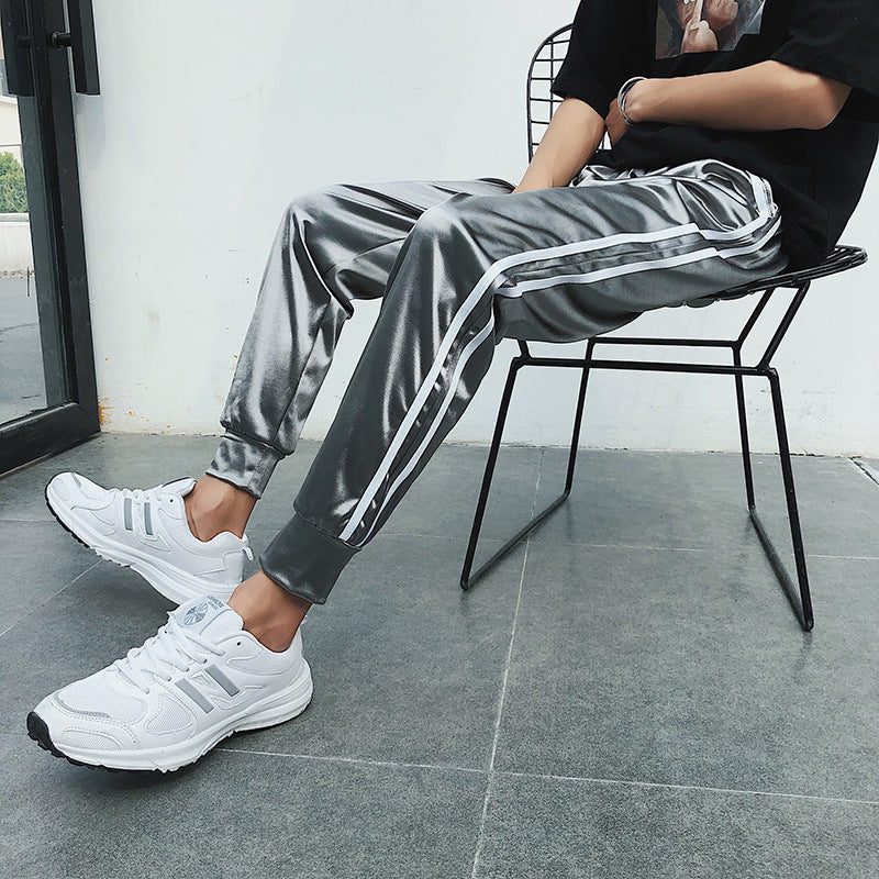 Men's Bright Cool Disco Stage Parallel Bars Sports Casual Pants