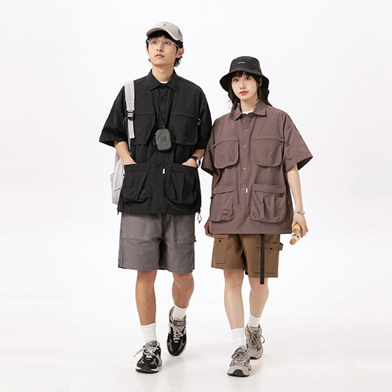 Men's And Women's Same Multi-pocket Shirt Top