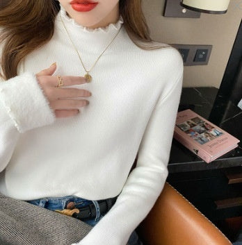 Single-layer Fleece-lined Mink Sweater Women