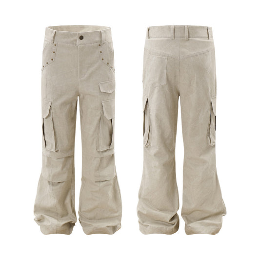 Men's Slightly Flared Rivet Decorative Loose Wide-leg Pants