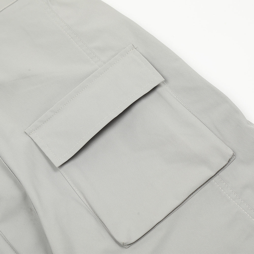 Men's Solid Color Loose Pockets Decorative Trousers