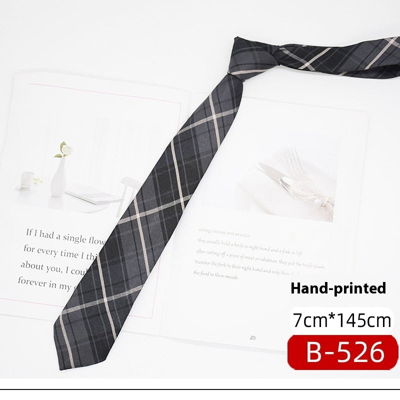 JK Tie Black Gray Plaid Striped Girl Bow