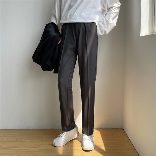 Men's Solid Color Straight Loose Casual Pants