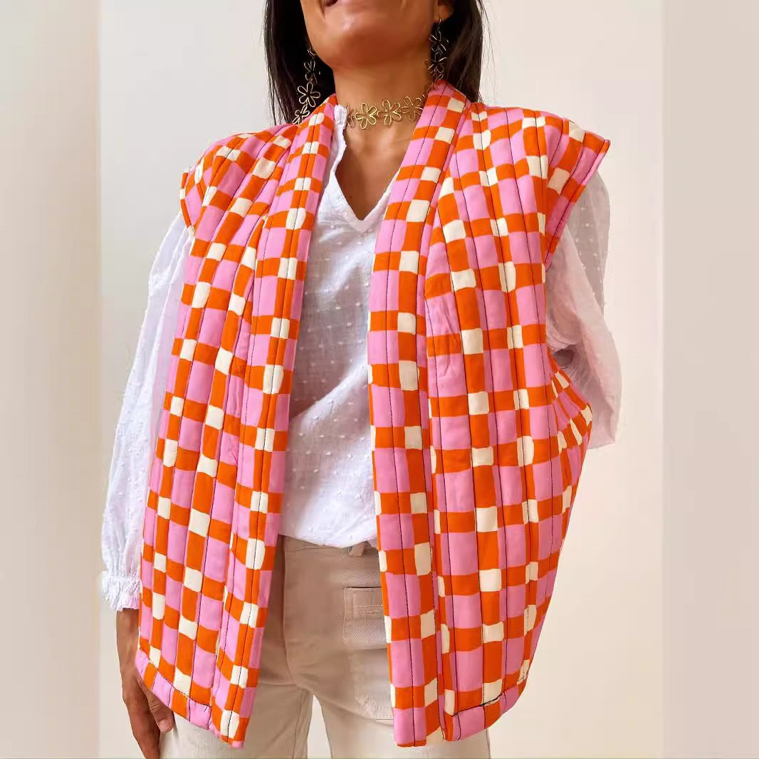 Fashion Round Neck Women's Color Matching Vest