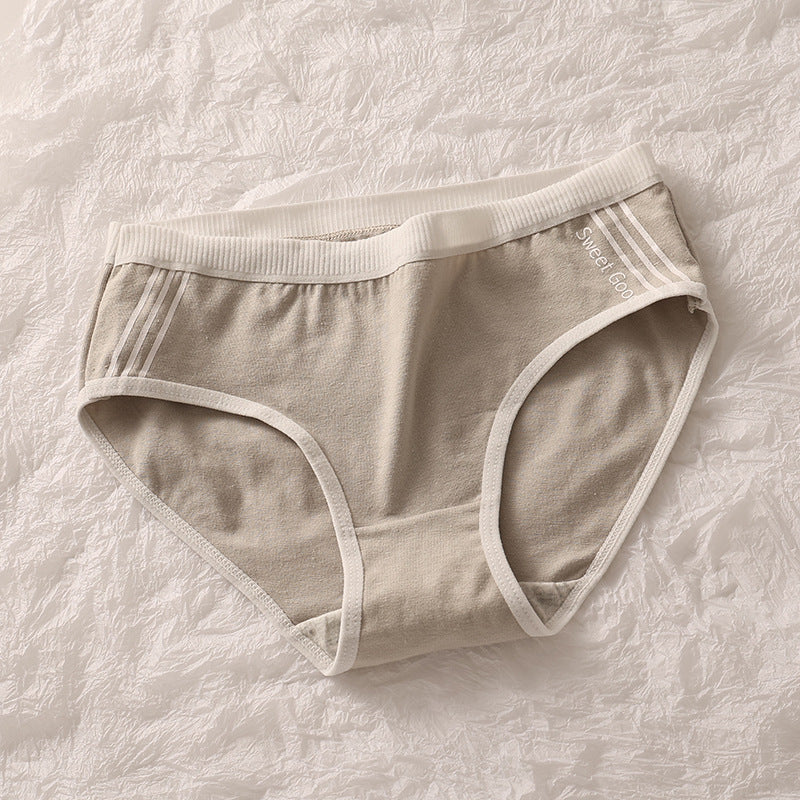 Women's Cotton Mid Waist Traceless Sexy Underpants Girls Triangle Shorts