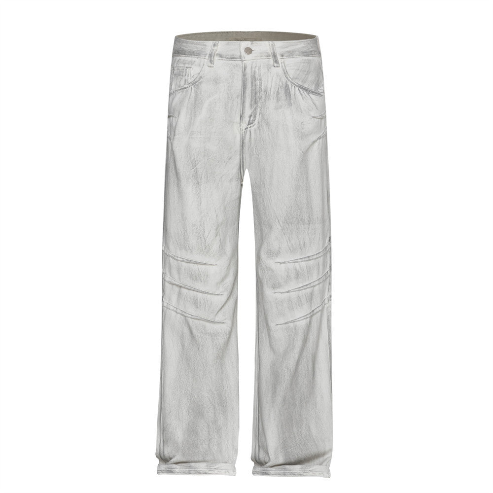 Men's High Street Loose Straight Pleated Trousers