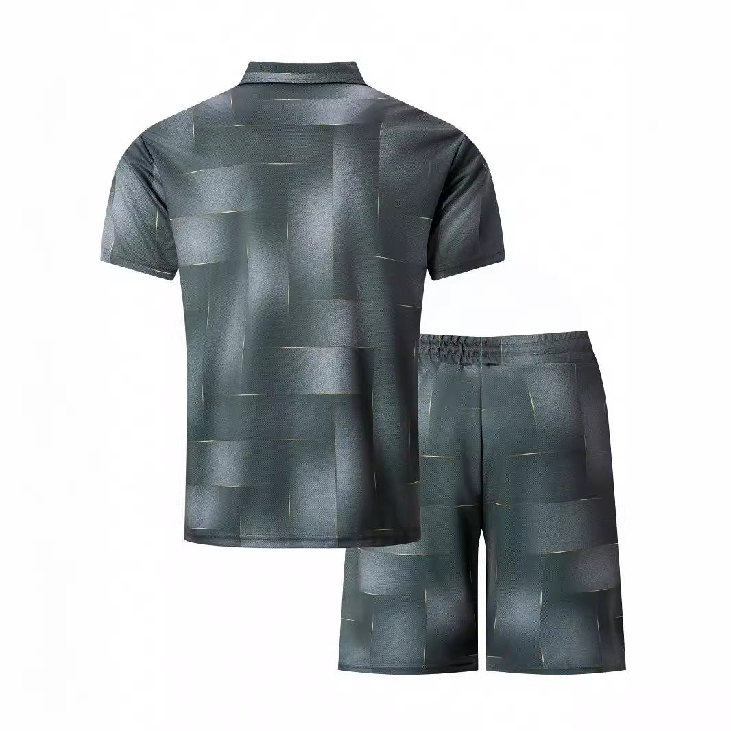 Digital Printing Zipper Short Sleeve Men