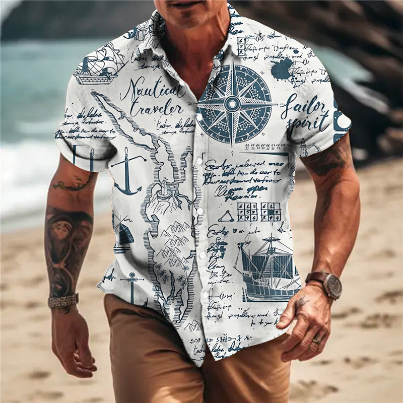 Lapel Beach Short Sleeve Shirt