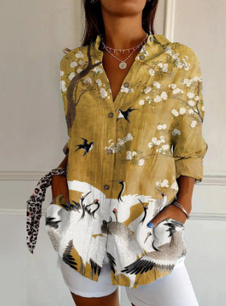 Women's Long Half Sleeve Floral Print Cardigan