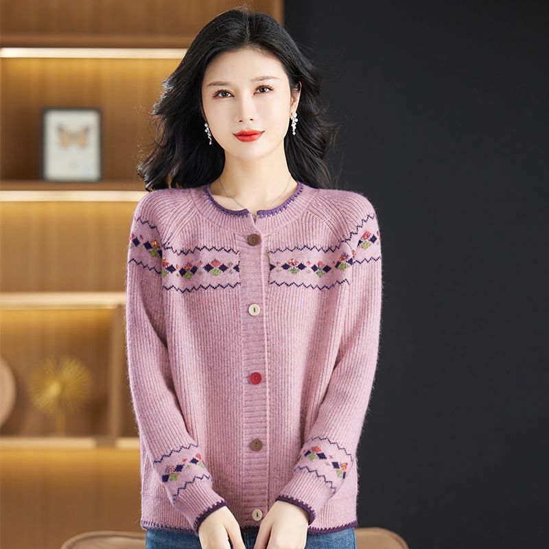 Knitted Cardigan Round Neck Short Loose Sweater