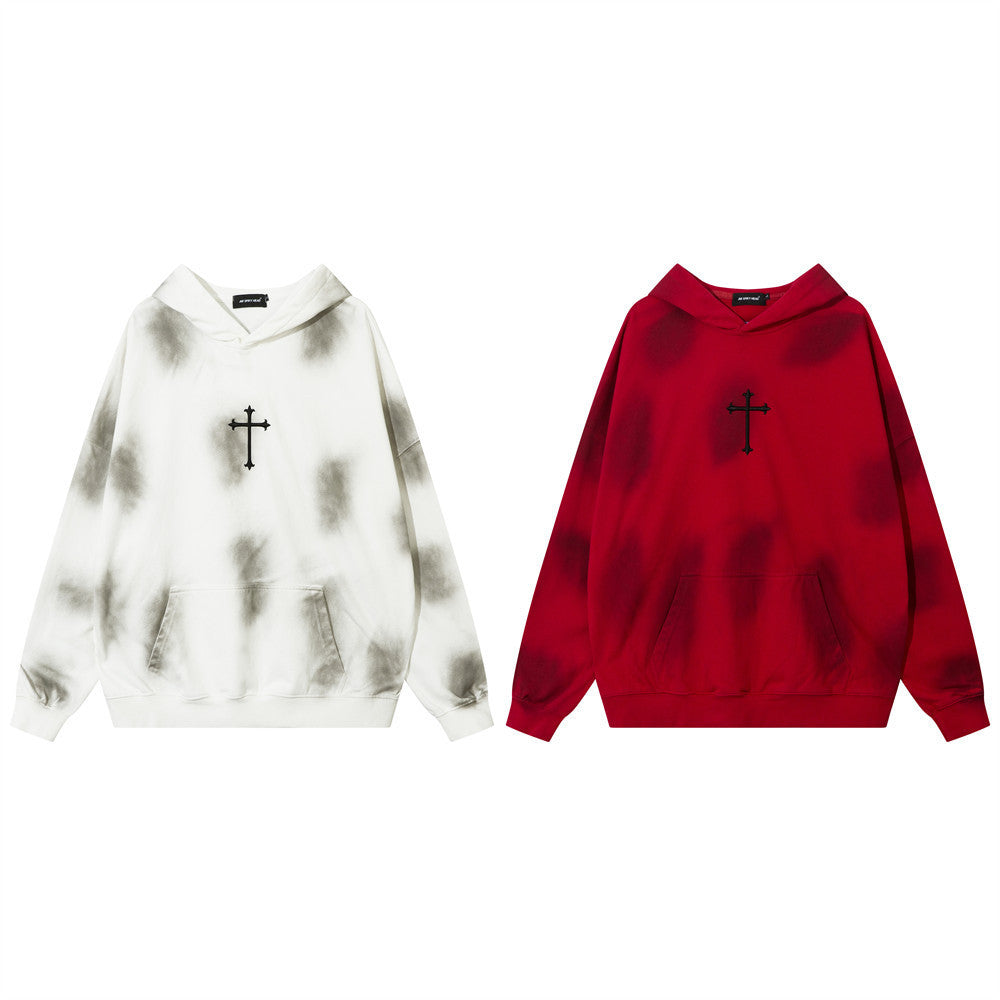 High Street Niche Cross Spray Painting Dirty Sweater Men