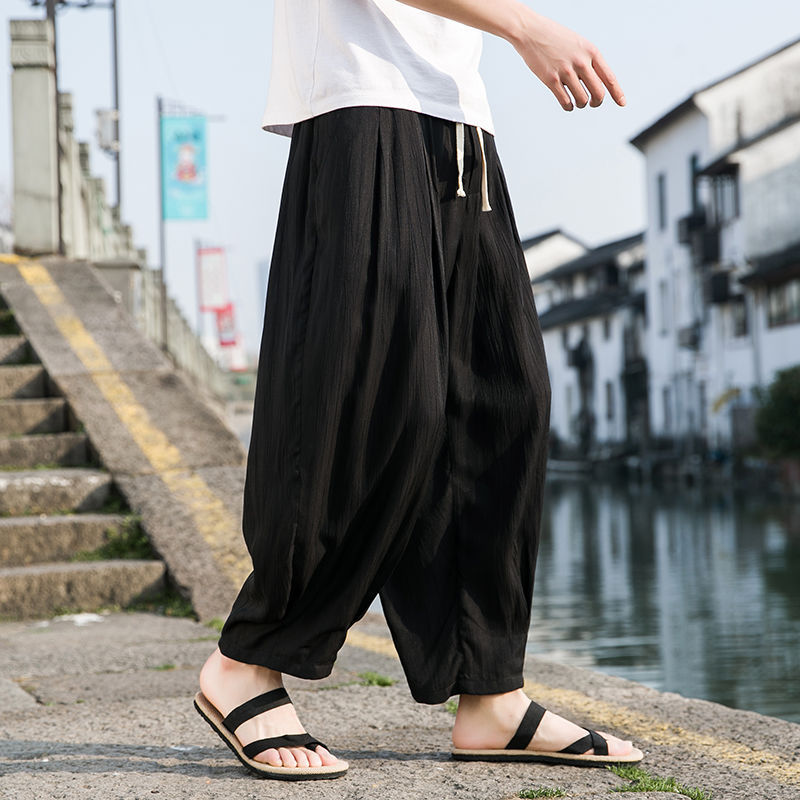 Men's Long Linen Loose Solid Color Casual Pants