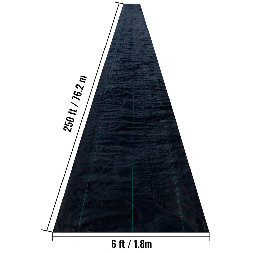 VEVOR Weed Barrier Landscape Fabric, 6 X 250 Ft, 4.1 Oz Premium Woven Ground Cover, Heavy Duty PP Material & Easy Setup, Weed Control For Outdoor Garden, Lawn, Driveway, Black