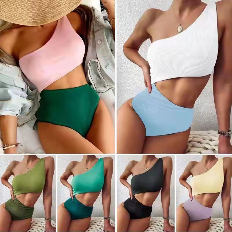 Triangle One-piece Bikini Hollow Out Vacation Swimsuit Women