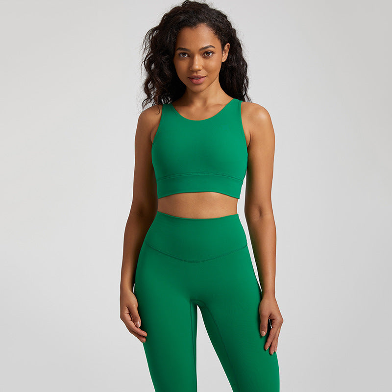 Nude Feel Sports Vest Workout Top Outer Wear Spaghetti Strap Bra