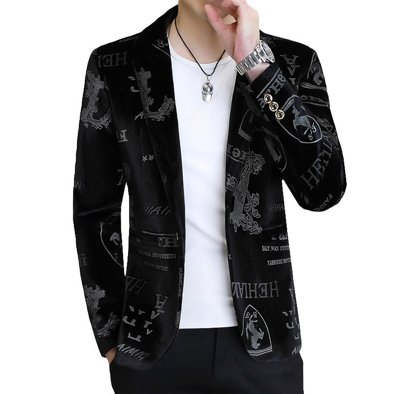 Gold Velvet Bronzing Suit Men's Coat