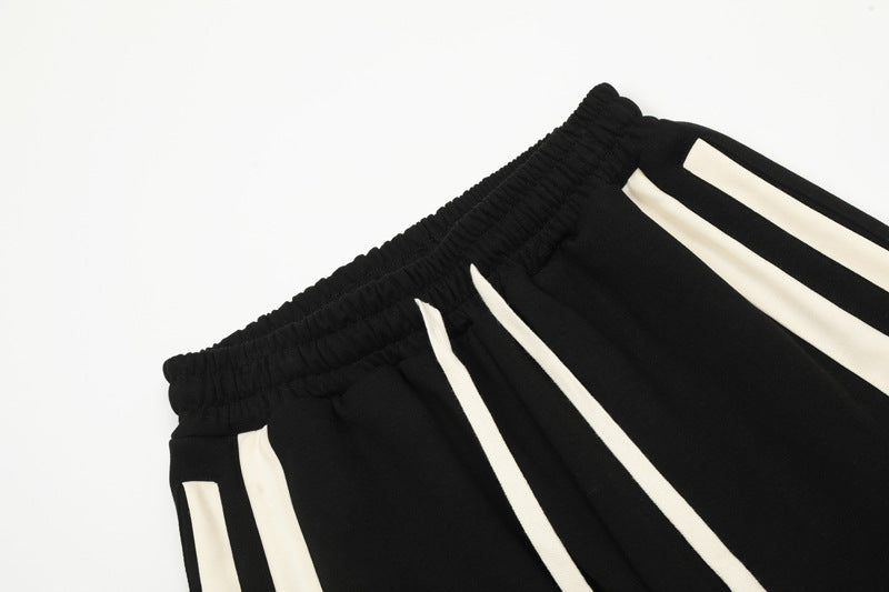 American Street Stitching Contrast Color Stripes Hip Hop Shorts Men