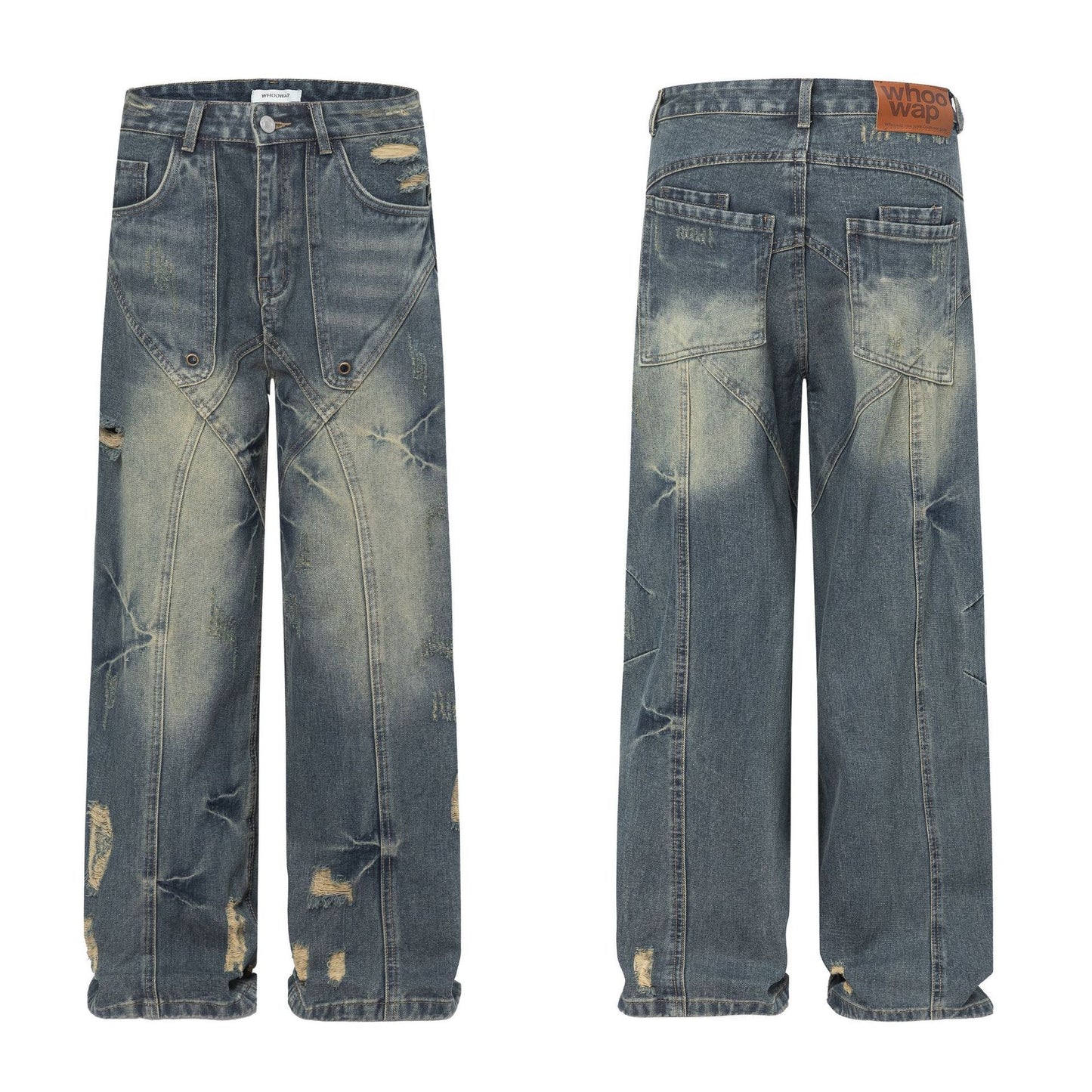 Straight Jeans Loose Distressed Retro Long Pants