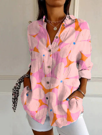 Women's Long Half Sleeve Floral Print Cardigan