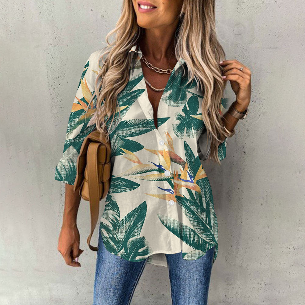 Women's Casual Digital Printing Large Upper Garment Shirt