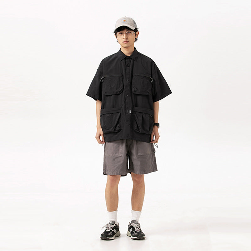 Men's And Women's Same Multi-pocket Shirt Top