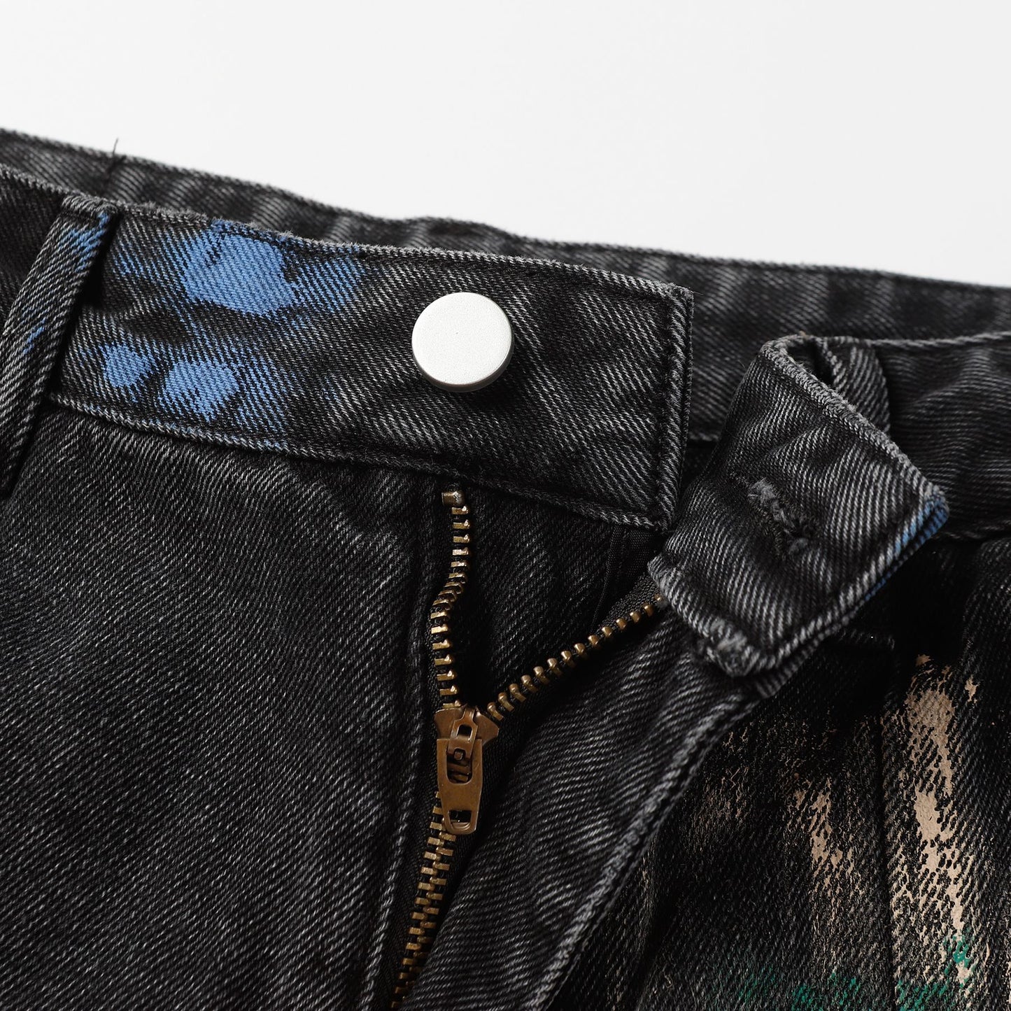 High Street Personalized Split Hand-painted Denim Trousers