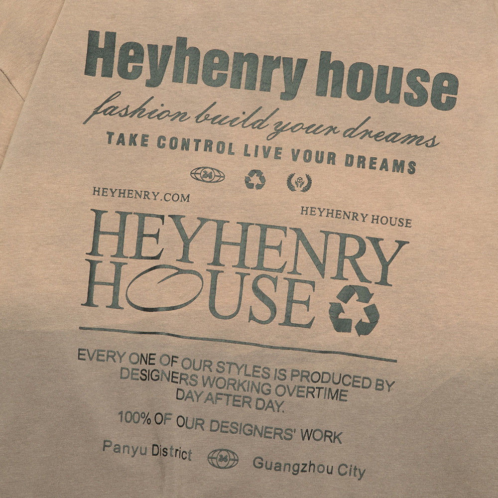 Men's Distressed Wash Street Fashion Punk Printed Letters Worn Round Neck Loose