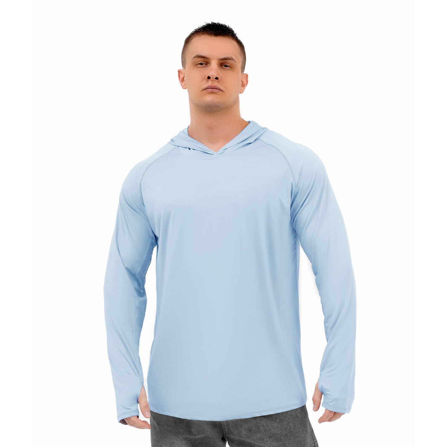Finger Fit Design Summer Men's Long Sleeve Hooded Sun-proof Top