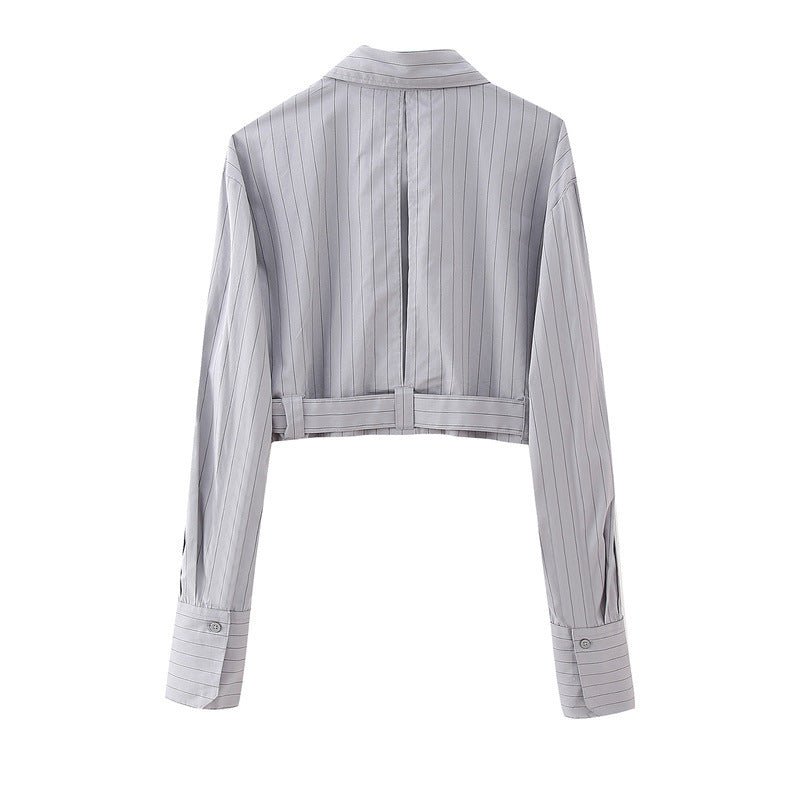 Women's Fashion Casual Striped Short Shirt