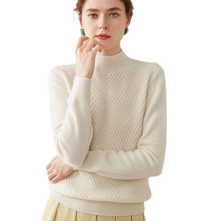 Pullover Mock Neck Sweater Short Loose