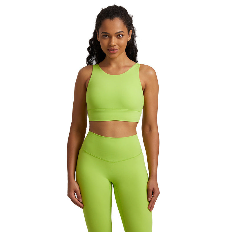 Nude Feel Sports Vest Workout Top Outer Wear Spaghetti Strap Bra