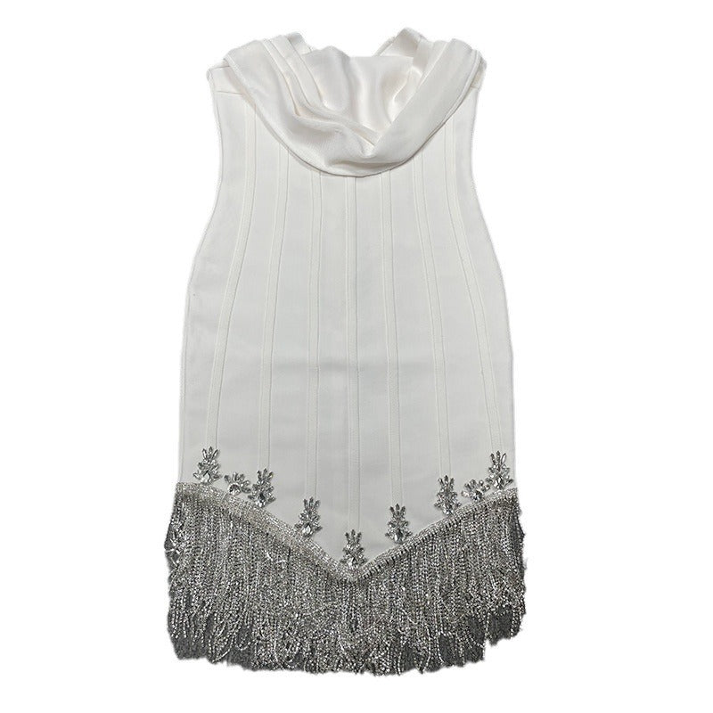 Tassel Tube Top Pile Collar Temperament Bandage Women's Clothing Dress