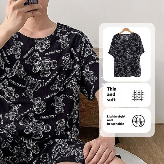 Men's Cotton Short Sleeve Artificial Cotton Plus Size Loose Top