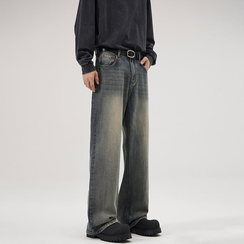 Men's Vintage Heavy-duty Washed Slub Jeans