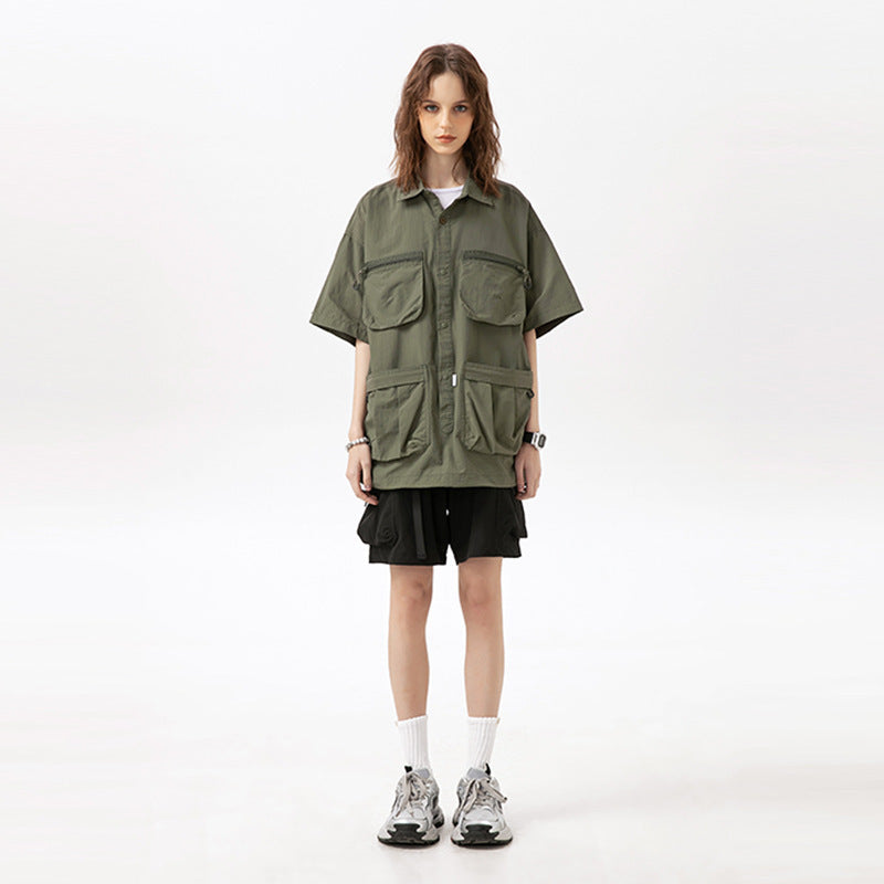 Men's And Women's Same Multi-pocket Shirt Top