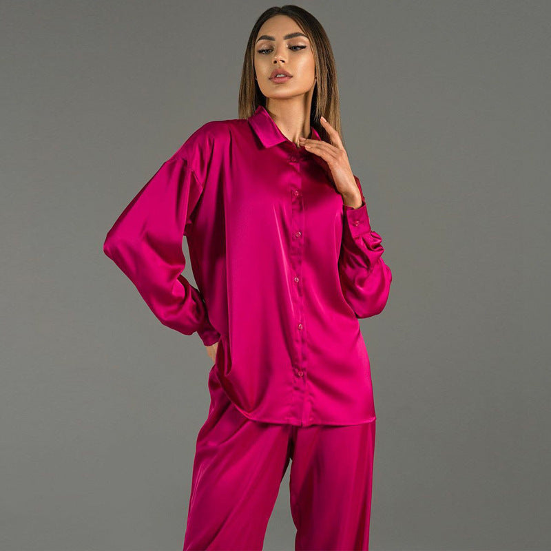 European And American Loose Temperament Elegant Trousers Solid Color Two-piece Set