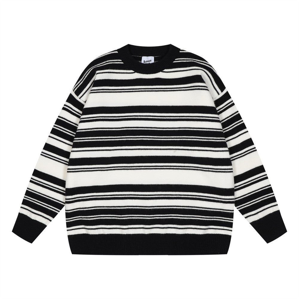 Loose Striped Pullover Sweater For Men