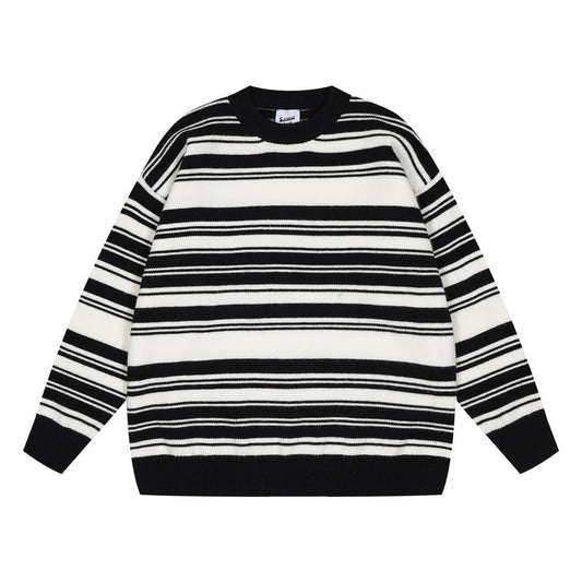 Loose Striped Pullover Sweater For Men