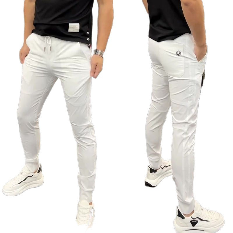 Slim Fit Casual Pants Thin Pure Color Ice Silk Sports Pants