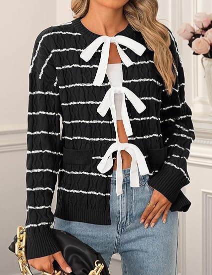Women's Knitted Cardigan Tied Top
