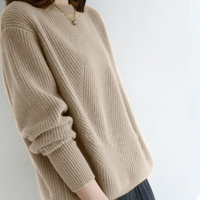 Solid Color Loose-fitting Large Size Knitted Bottoming Shirt
