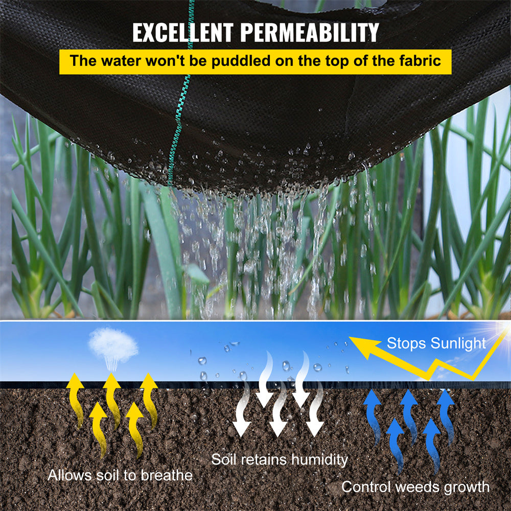 VEVOR Weed Barrier Landscape Fabric, 6 X 250 Ft, 4.1 Oz Premium Woven Ground Cover, Heavy Duty PP Material & Easy Setup, Weed Control For Outdoor Garden, Lawn, Driveway, Black