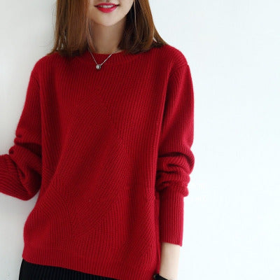 Solid Color Loose-fitting Large Size Knitted Bottoming Shirt