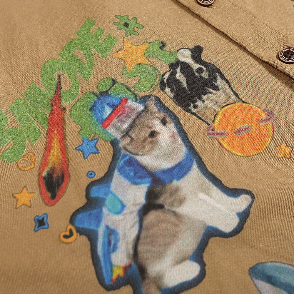 Cartoon Printed Casual Long-sleeved Shirt