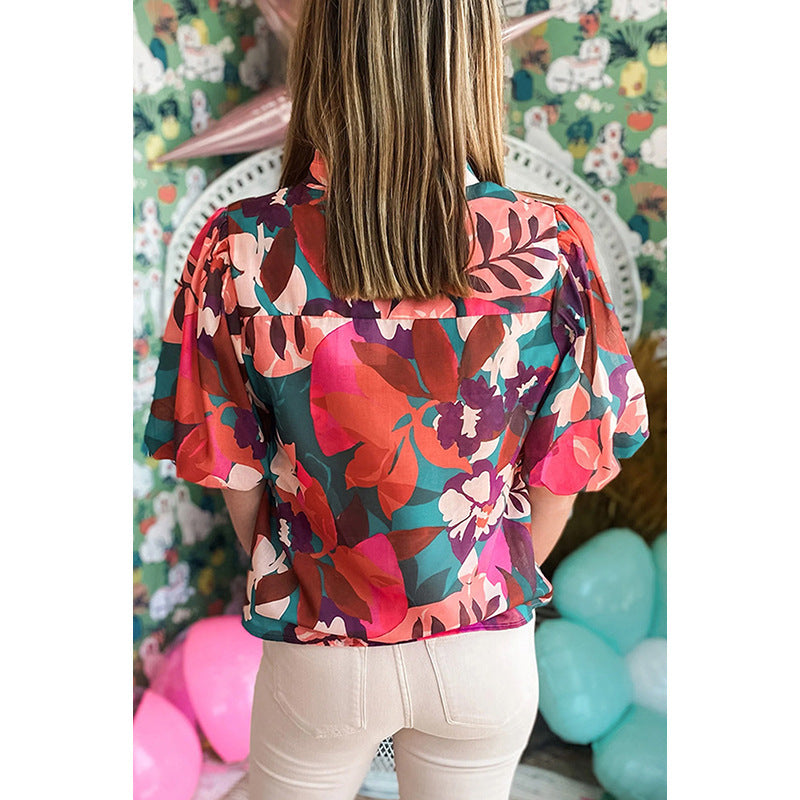 Fashionable Thin Printed Chiffon Shirt For Women