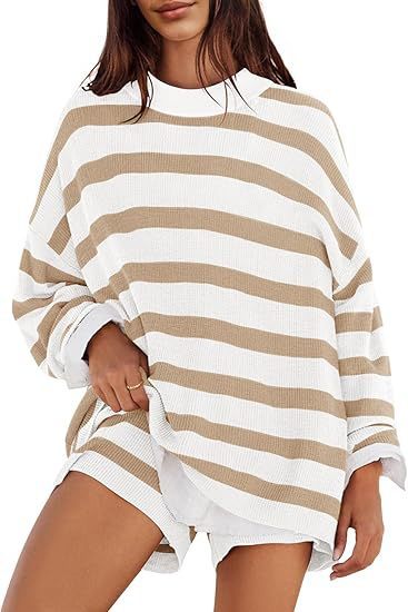 Women's Knitted Color Matching Suit Striped Long Sleeve