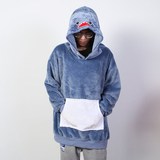 Pure Color Comfort Casual Hooded Outerwear Sweater
