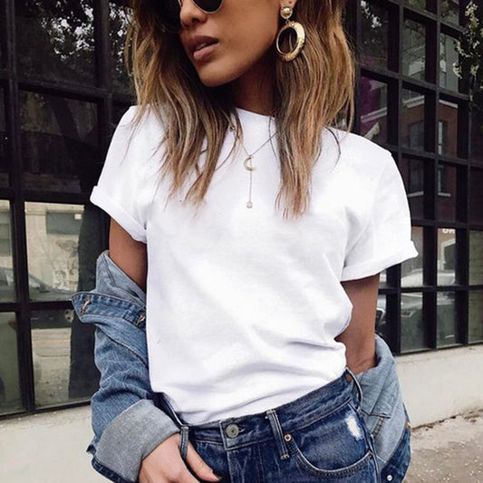Fashionable Women's Solid Color Casual Short Sleeved Shirt