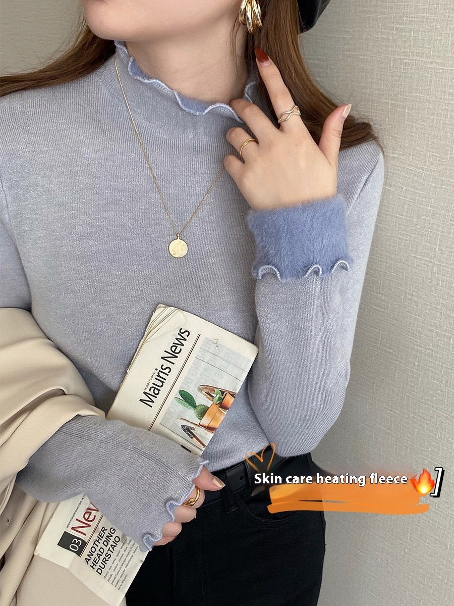 Single-layer Fleece-lined Mink Sweater Women
